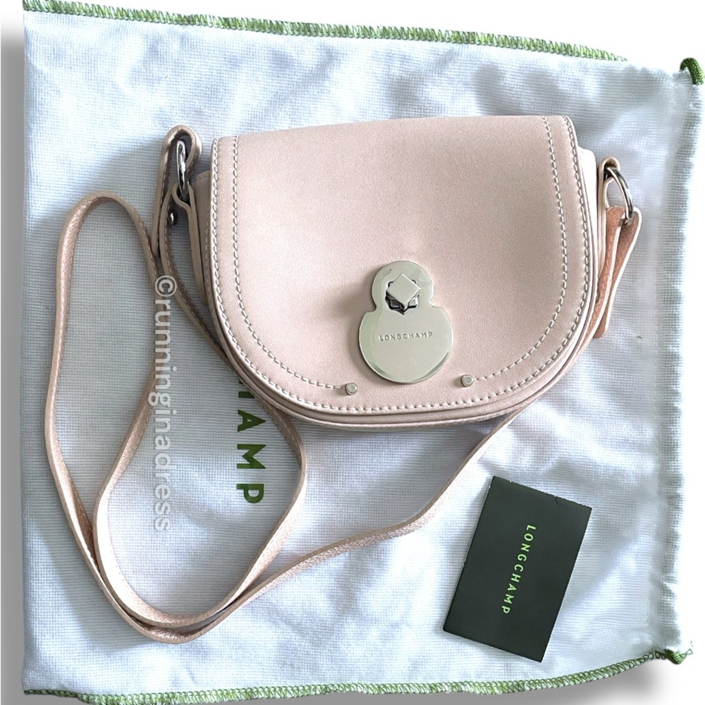 NEW Longchamp Cavalcade XS Leather Crossbody Bag Pink Nude Saddle